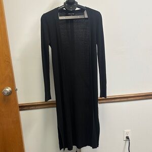 cable & gauge Black Ribbed Long-Sleeve Open Cardigan
